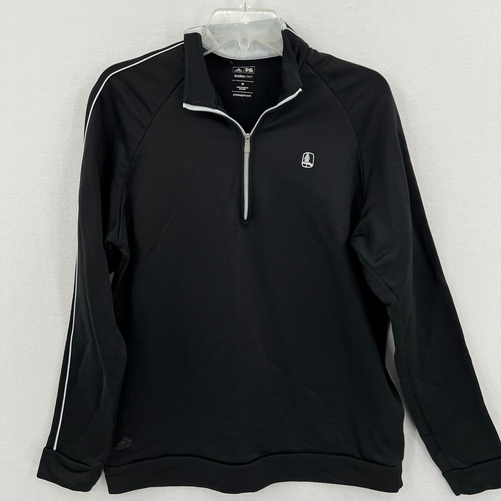 Adidas 1/4 Zip Shirt Mens Size M Black White‎ Climalite Athleisure Top